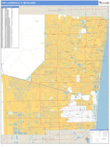 Fort Lauderdale, Florida Metro Area Wall Map