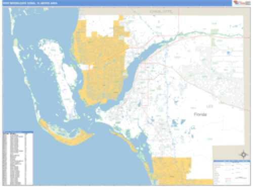 Fort Myers-Cape Coral, Florida Metro Area Wall Map Market Maps (IDI)