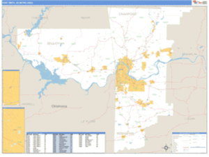 Fort Smith, Arkansas Metro Area Wall Map