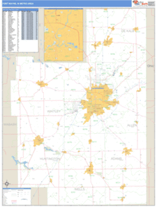 Fort Wayne, Indiana Metro Area Wall Map