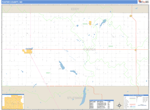 Foster County, North Dakota Zip Code Wall Map
