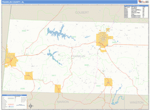 Franklin County, Alabama Zip Code Wall Map