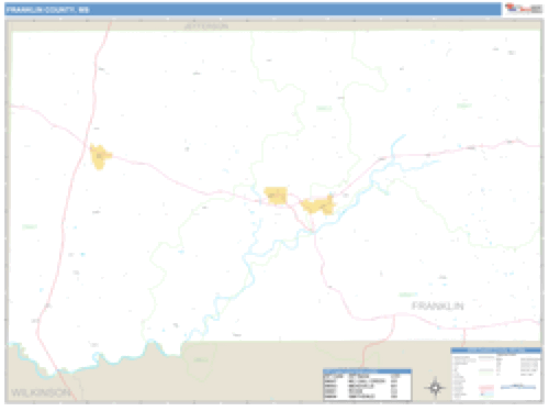 Franklin County, Mississippi Zip Code Wall Map Market Maps (IDI)
