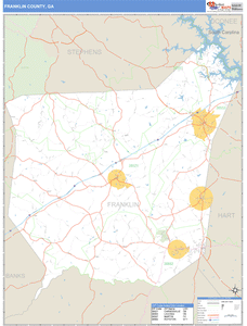 Franklin County, Georgia Zip Code Wall Map