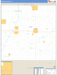 Franklin County, Iowa Zip Code Wall Map