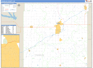 Franklin County, Kansas Zip Code Wall Map