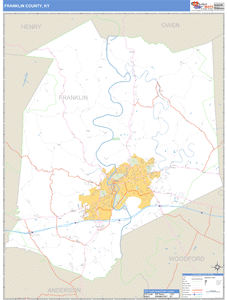 Franklin County, Kentucky Zip Code Wall Map