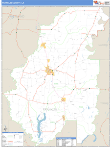 Franklin County, Louisiana Zip Code Wall Map