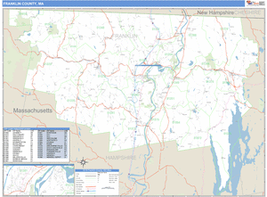 Franklin County, Massachusetts Zip Code Wall Map