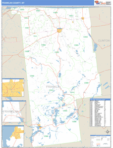 Franklin County, New York Zip Code Wall Map