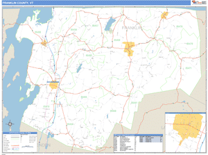 Franklin County, Vermont Zip Code Wall Map