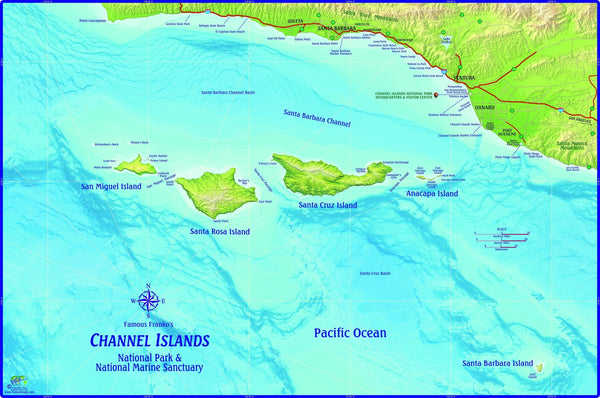 Channel Islands National Park, California Wall Map Maps.com
