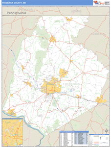 Frederick County, Maryland Zip Code Wall Map