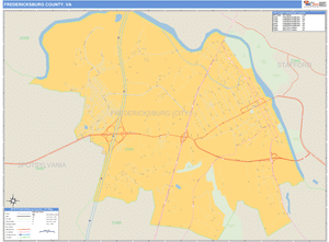 Fredericksburg County, Virginia Zip Code Wall Map