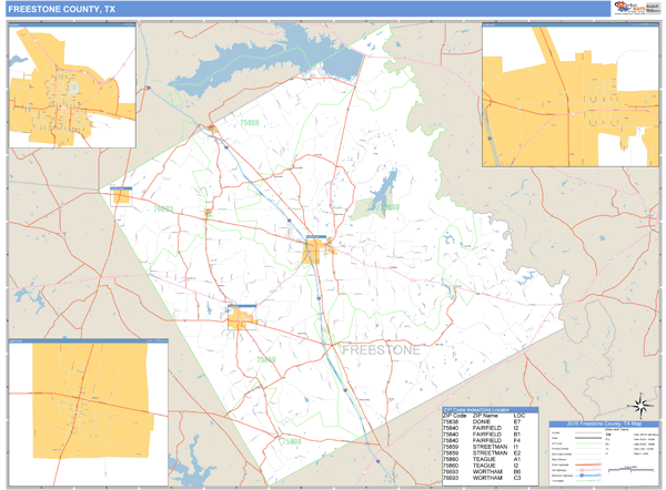 Freestone County, Texas Zip Code Wall Map Market Maps (IDI)