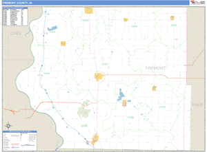 Fremont County, Iowa Zip Code Wall Map