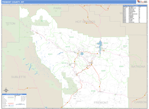 Fremont County, Wyoming Zip Code Wall Map