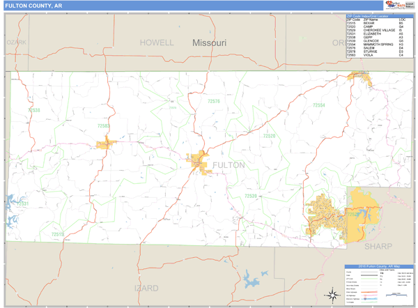Fulton County, Arkansas Zip Code Wall Map Market Maps (IDI)