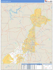 Fulton County, Georgia Zip Code Wall Map
