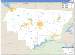 Gadsden County, Florida Zip Code Wall Map