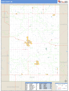 Gage County, Nebraska Zip Code Wall Map