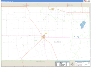 Gaines County, Texas Zip Code Wall Map