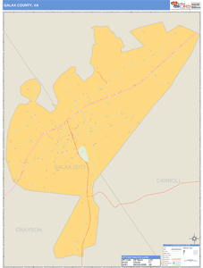 Galax city County, Virginia Zip Code Wall Map