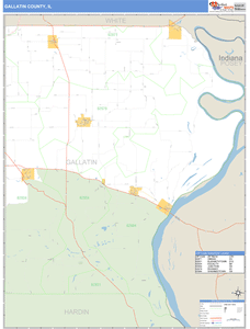 Gallatin County, Illinois Zip Code Wall Map