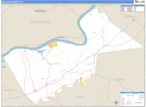 Gallatin County, Kentucky Zip Code Wall Map