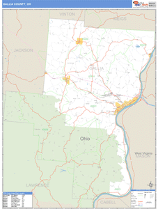 Gallia County, Ohio Zip Code Wall Map
