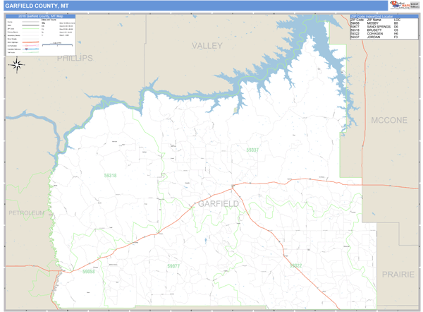 Garfield County, Montana Zip Code Wall Map Market Maps (IDI)
