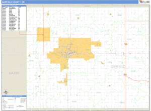 Garfield County, Oklahoma Zip Code Wall Map