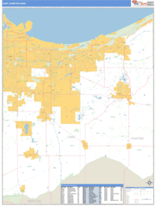 Gary, Indiana Metro Area Wall Map