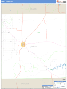 Garza County, Texas Zip Code Wall Map
