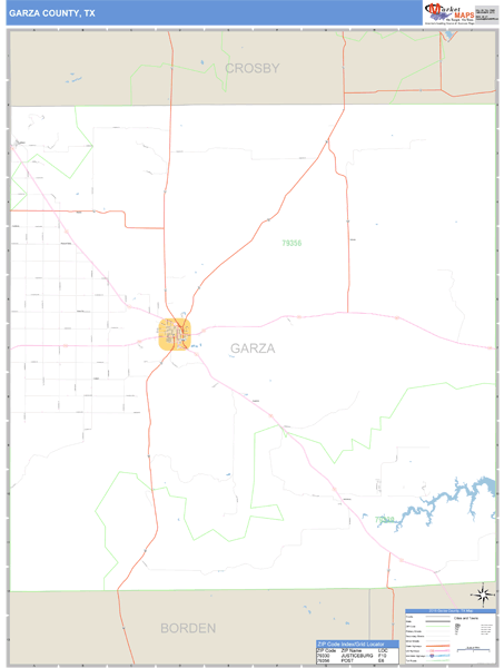 Garza County, Texas Zip Code Wall Map Market Maps (IDI)