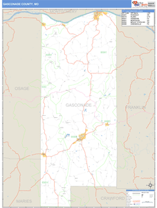 Gasconade County, Missouri Zip Code Wall Map