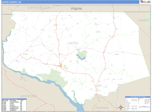 Gates County, North Carolina Zip Code Wall Map