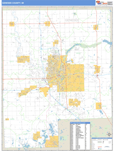 Genesee County, Michigan Zip Code Wall Map