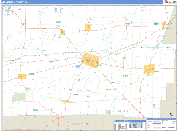 Genesee County, New York Zip Code Wall Map Market Maps (IDI)