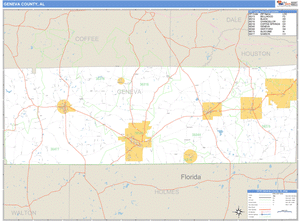 Geneva County, Alabama Zip Code Wall Map
