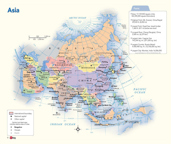 Asia Political Wall Map Maps.com