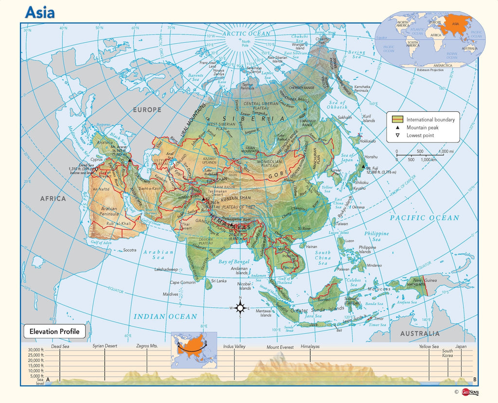 Wall Maps / Continent Maps / Asia | Map Geek.com