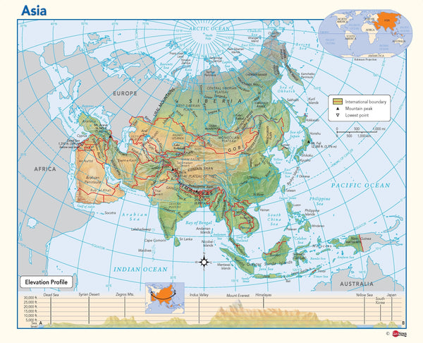 Physical Map of Asia Maps.com