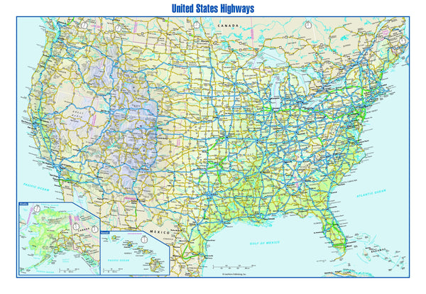 USA Interstate Highways Wall Map Maps.com