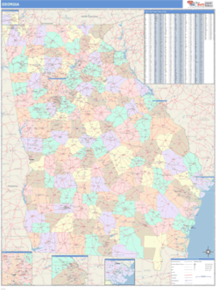 Ga Mathabatha Map Georgia Business Wall Map | Map Geek.com