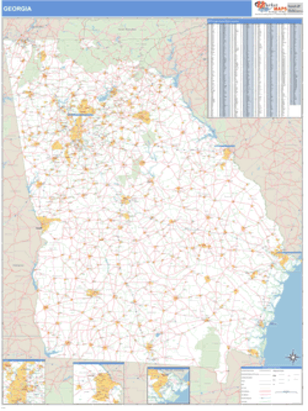 Georgia ZIP Code Wall Map Market Maps (IDI)