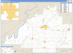 Gibson County, Indiana Zip Code Wall Map