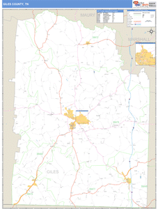 Giles County, Tennessee Zip Code Wall Map
