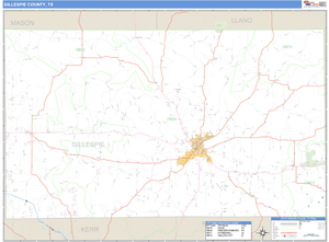 Gillespie County, Texas Zip Code Wall Map