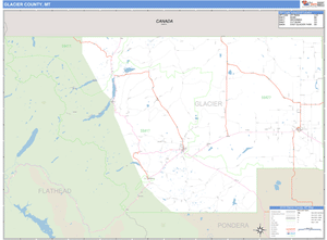 Glacier County, Montana Zip Code Wall Map